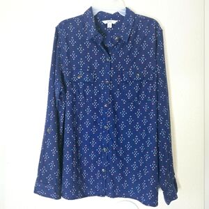 Croft & Barrow Size XXL Blue/Pink Cloth button front Shirt.